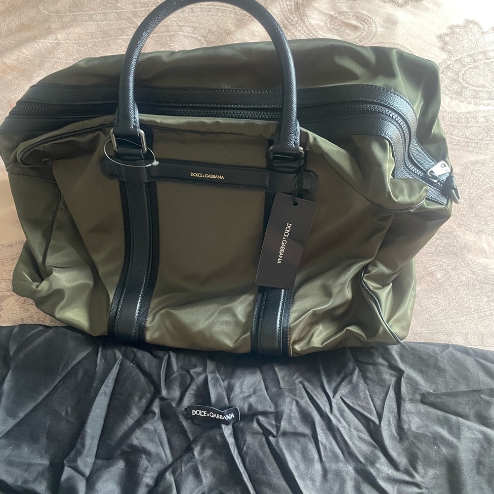 Dolce & Gabbana Unisex Green Nylon/Leather Duffle Bag - Picture 16 of 16